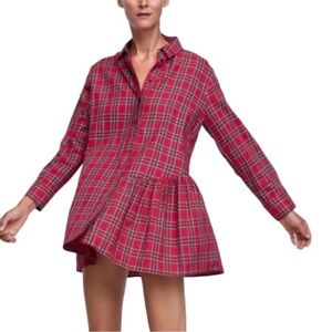 Zara classic tartan plaid button down dress.